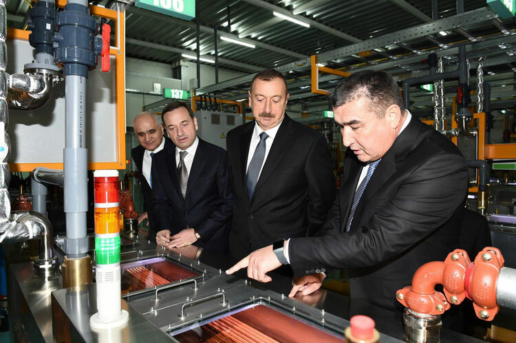 Azerbaijan President Ilham Aliyev attending cryptocurrency mining center