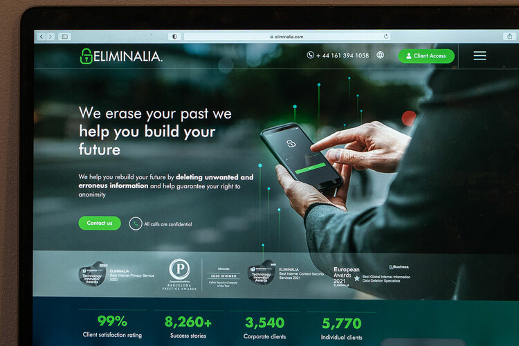 Screenshot of the front page of Eliminalia's website