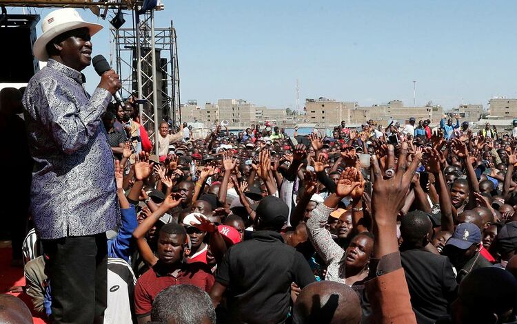 Odinga addresses a rally to demand election reforms