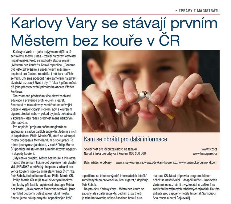 The newsletter put out by Karlovy Vary’s City Hall