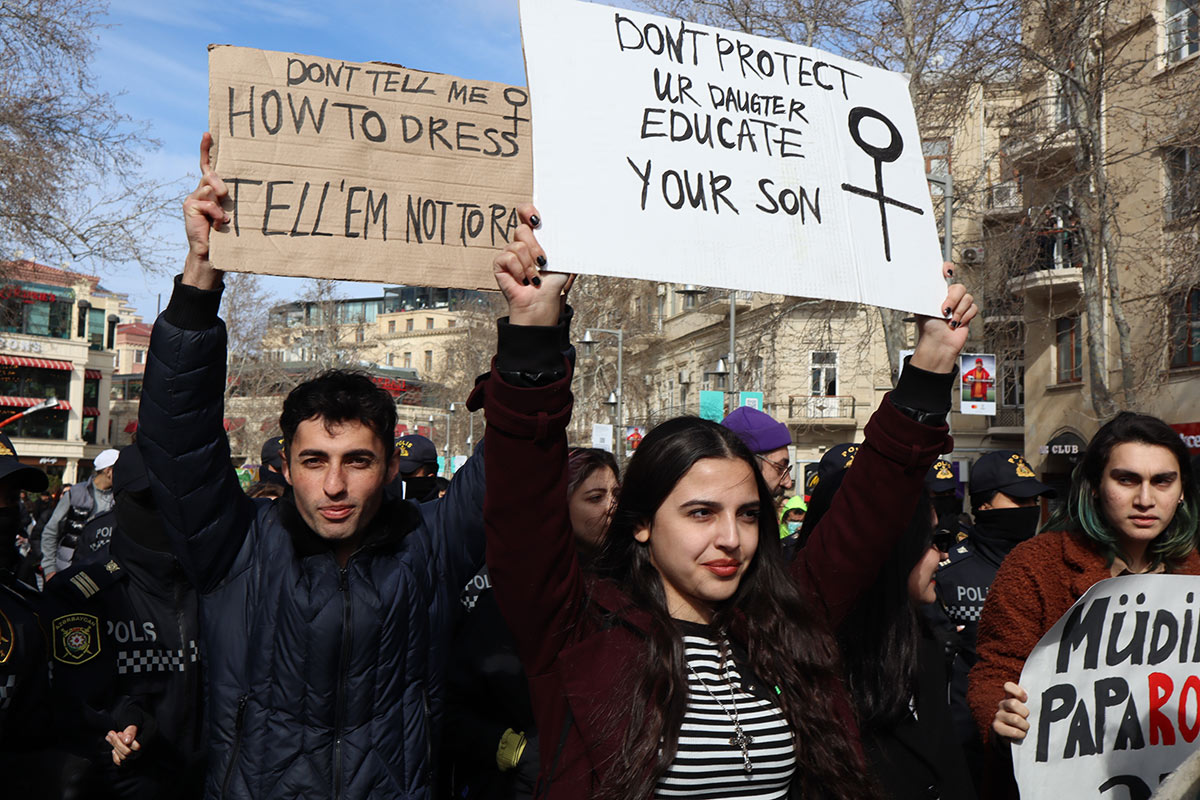 Protesters advocating for equality in Azerbaijan