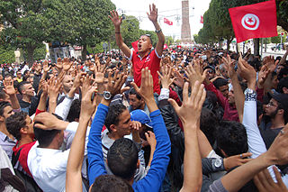 1st of May protest Avenue Bourguiba Tunis Tunisia