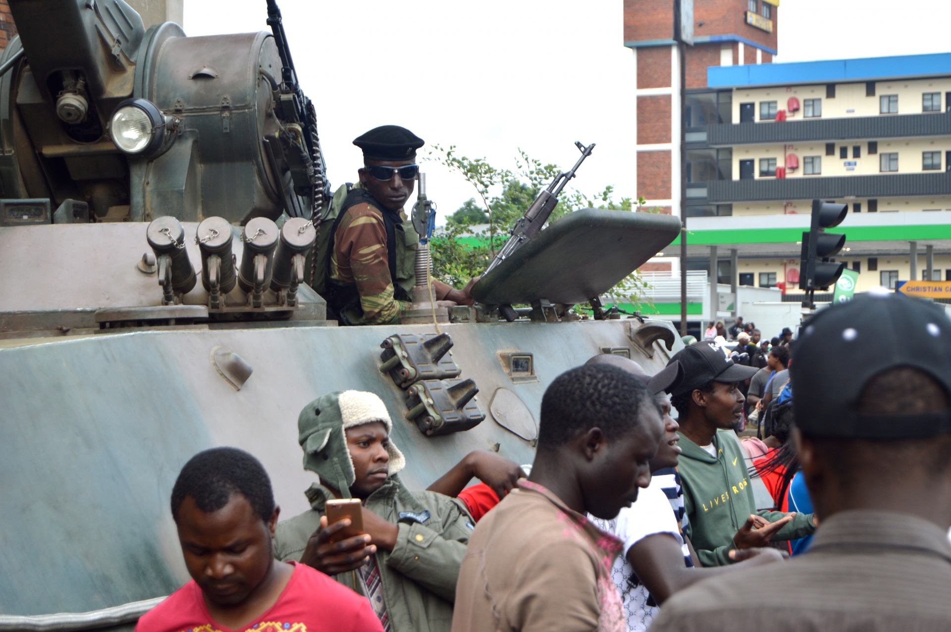 A tank in harare during the coup