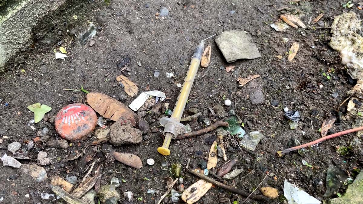 A used needle on the ground in Belfast