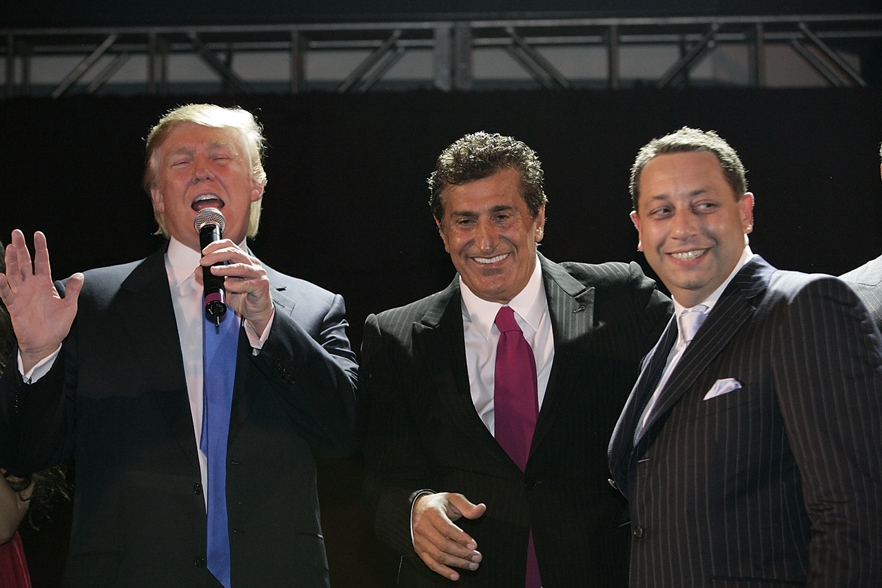 Donald Trump, Tevfik Arif, and Felix Sater attend the Trump SoHo launch party in September 2007 in New York. Credit: Mark von Holden / WireImage]