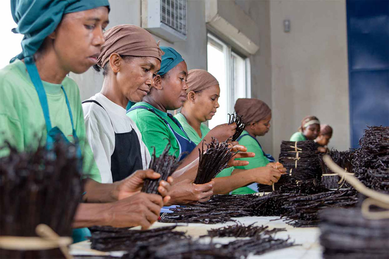Workers pack vanilla at a spice factory in Prova, Madagascar, 2006. Credit: Barry Callebaut / Flickr