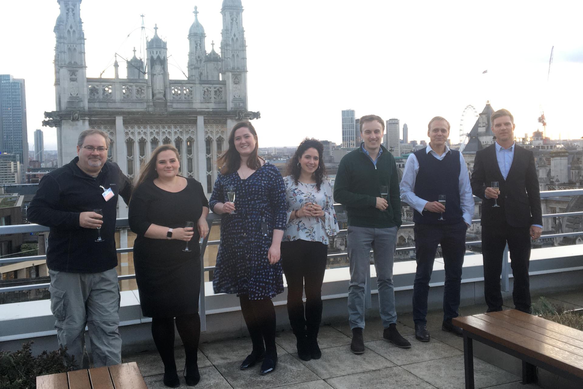 OCCRP journalists and their legal team in London. (Credit: OCCRP)